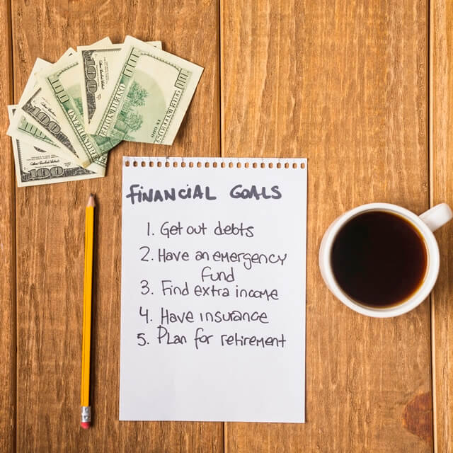 list financial goals table